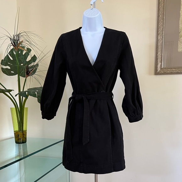 Zara Black Denim Dress - Picture 1 of 6